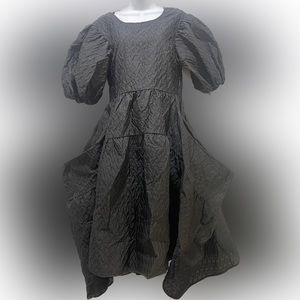 Beulah Style Black Puff Sleeve Tiered Dress - One Size NWT
